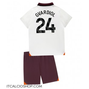 Manchester City Josko Gvardiol #24 Seconda Maglia Bambino 2023-24 Manica Corta (+ Pantaloni corti)